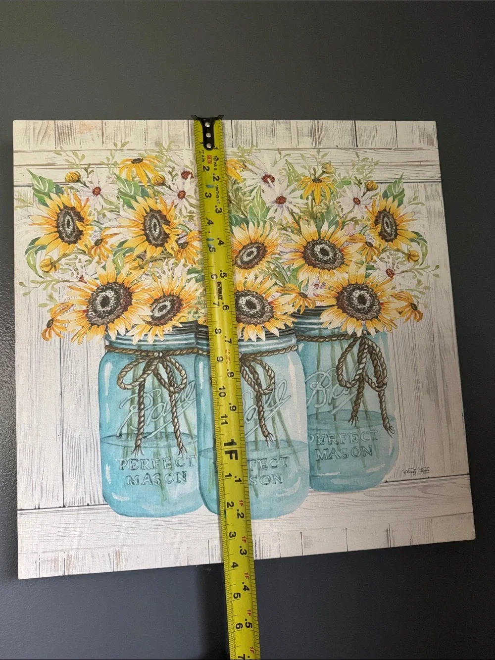 Mason Blue Jar Sunflower Trio Wall Art